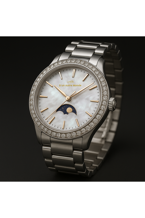 Celestial Grace Luna luxury watch with celestial moonlight-inspired dial and precision craftsmanship